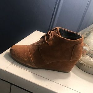 TOMS wedge suede booties